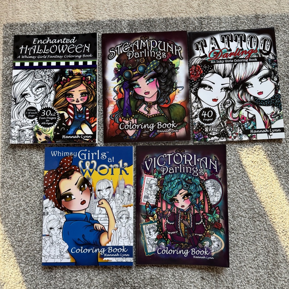 Hannah Lynn Adult Coloring Book Bundle of 5 Coloring Books
